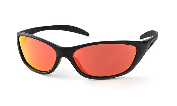 "Pair of modern, stylish sunglasses isolated on white."